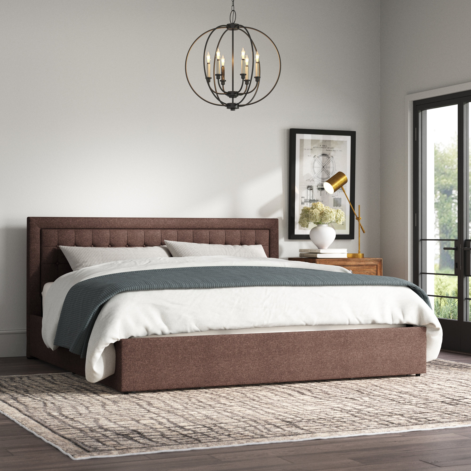 Brown upholstered bed frame hotsell